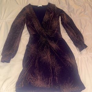 Sparkly mini dress with split